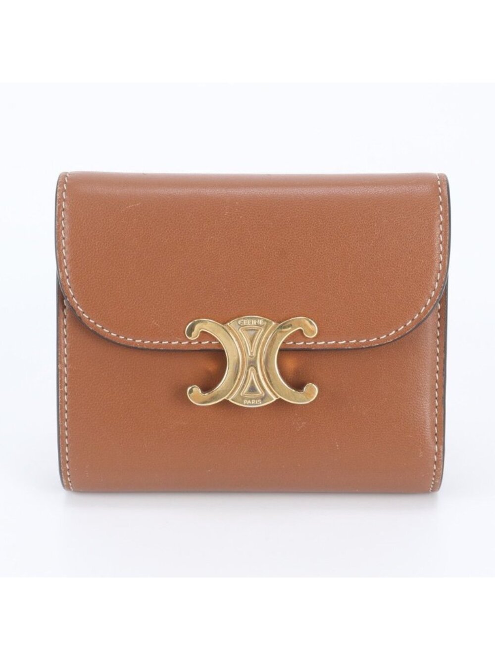 Celine Triomphe Small Flap Wallet Leather Trifold Compact